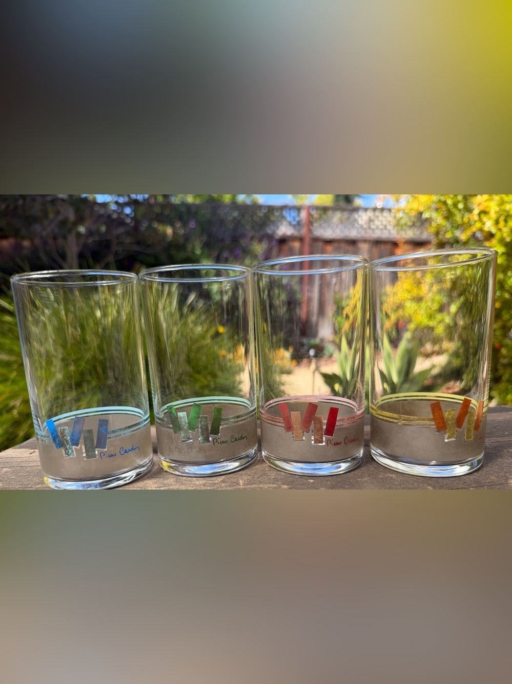 Vintage Pierre Cardin Sasaki 1970 Clear 4 3/8” Tumblers Highballs Glasses Set/4